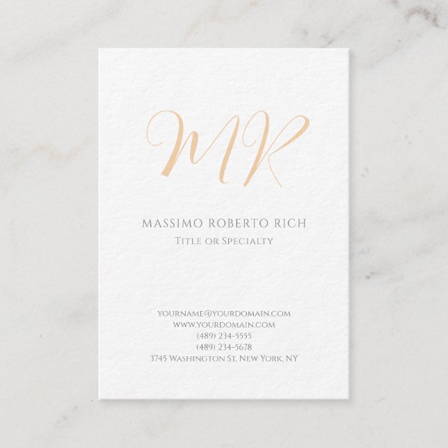 Luxury Thick Modern Monogram Plain Minimalist Business Card (Front)