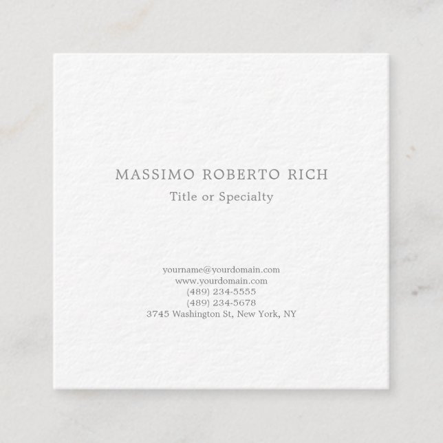 Luxury Thick Modern Plain Minimalist Square Business Card (Front)