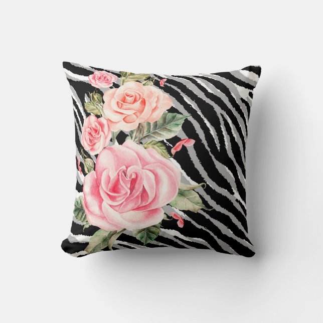 Luxury Tiger Rose Trendy Line Cushion (Front)