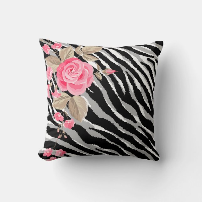 Luxury Tiger Rose Trendy Line Cushion (Front)
