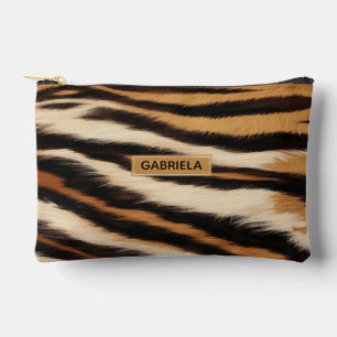 Luxury Tiger Skin Faux Fur Wild Animal Stripe Accessory Pouch