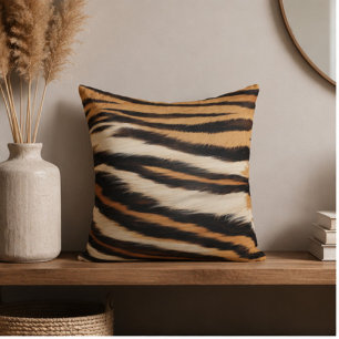 Luxury Tiger Skin Faux Fur Wild Animal Stripe Cushion