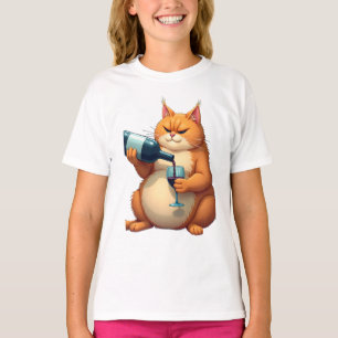 Luxury Tipsy Cat Modern Art Illustration T-Shirt