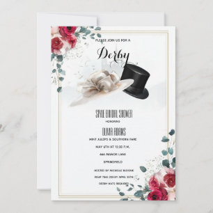Luxury Top Hat Kentucky Derby Bridal Shower Invita Invitation