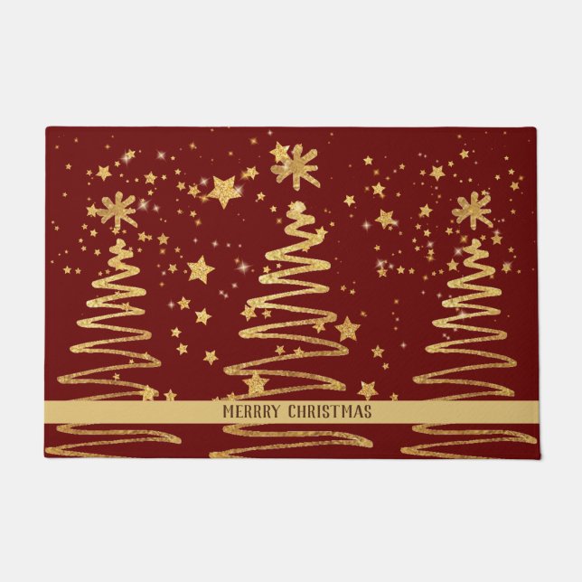 Luxury traditional family favourite glitter red doormat (Front)