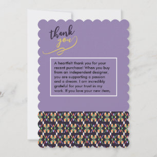 Luxury Traditional Songket Pixel Embroidery Motif  Thank You Card