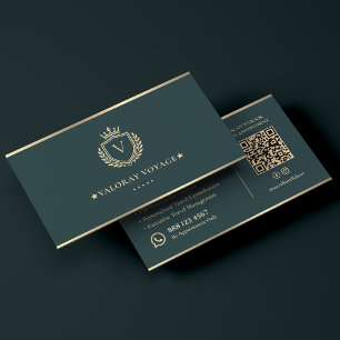 Luxury Travel Concierge Consultant Crest Dark Teal Business Card
