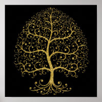 Luxury Tree of Life Black Gold Modern