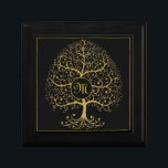 Luxury Tree of Life Gold Black Modern Monogram Gift Box<br><div class="desc">This luxury,  unique,  minimalist,  modern hand drawn design feature tree of life in yellow gold glitter colour on black background with personalised monogram.</div>