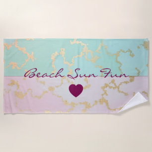 Luxury Trendy Blush Pink Soft Mint Gold Collection Beach Towel