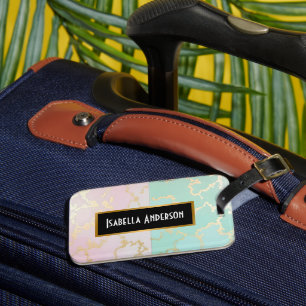 Luxury Trendy Blush Pink Soft Mint Gold Collection Luggage Tag