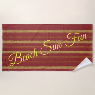 Luxury Trendy Burgundy Gold Linen Collection Beach Towel