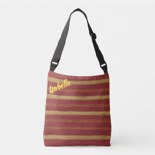 Luxury Trendy Burgundy Gold Linen Collection Crossbody Bag