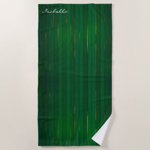 Luxury Trendy Green Gold Linen Texture Collection Beach Towel