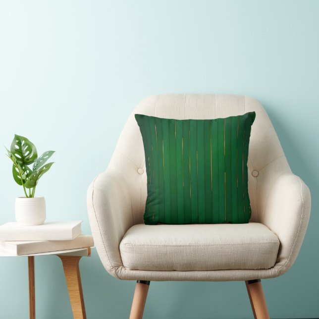 Luxury Trendy Green Gold Linen Texture Collection Cushion (Chair)