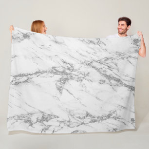 Luxury Trendy Silver Glitter Marble Fleece Blanket
