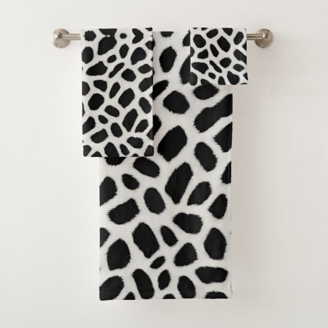 Luxury Trendy White Leopard Elegant Collection Bath Towel Set (Insitu)