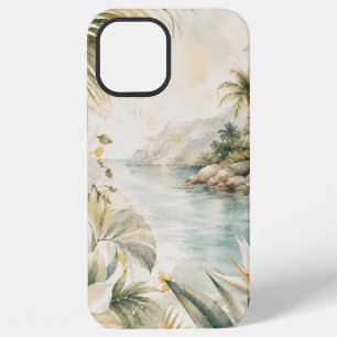 Luxury Tropical Coastal Watercolor Wall Art iPhone 12 Pro Max Case