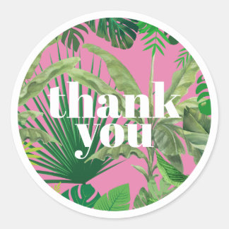Luxury Tropical Modern Boutique & Salon Pink Classic Round Sticker