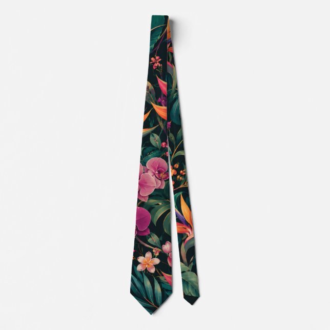 Luxury Tropical Orchid Tie (Front)