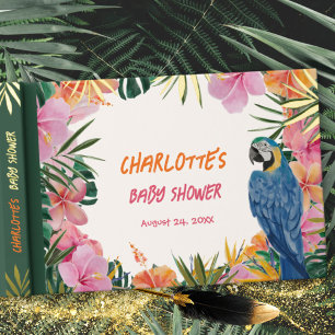 Luxury Tropical Parrot Watercolor Baby Shower Guest Book