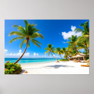 Luxury tropical resort beach poster