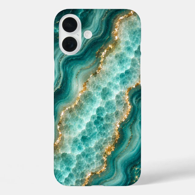 Luxury Turquoise Agate Marble with Gold Veins Case-Mate iPhone Case (Back)