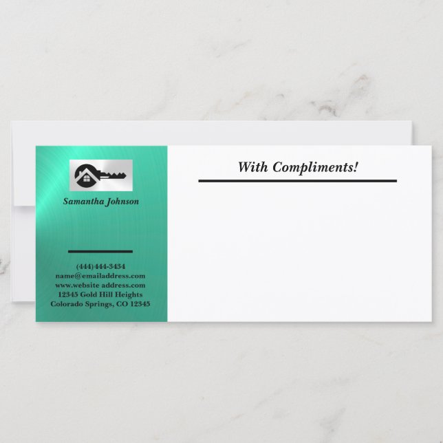 Luxury Turquoise Black Key With Compliments Slip (Front)