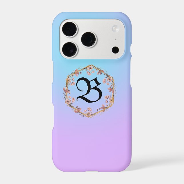 Luxury Turquoise floral gradient monogram name (Back)