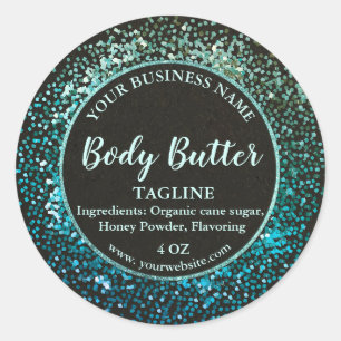 Luxury Turquoise Glitter Product Label 