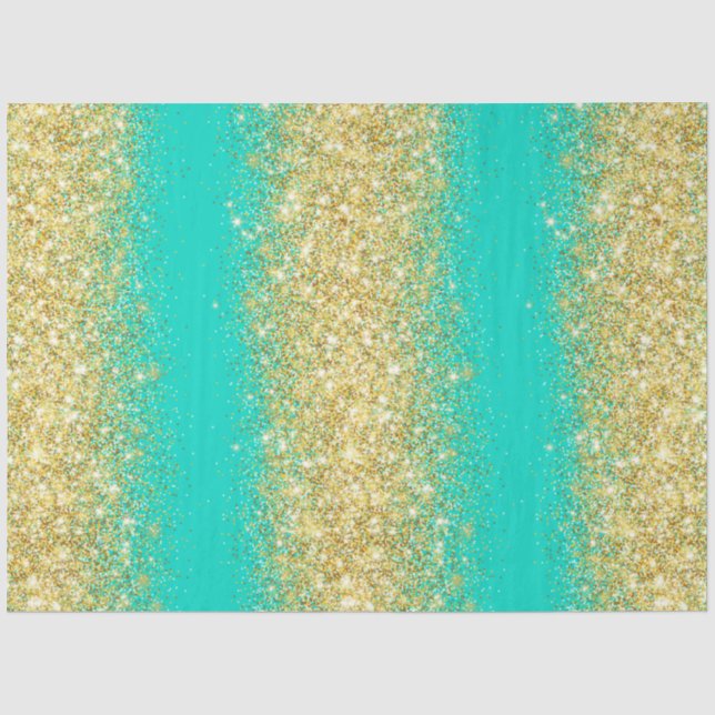 Luxury Turquoise Gold Glitter Tissue Paper (Front)