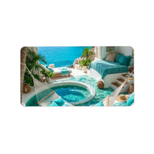 Luxury Turquoise Sea Resort Style Return Address Label