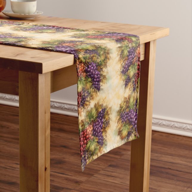 Luxury Tuscan Grapes Watercolor Table Runner (In Situ)
