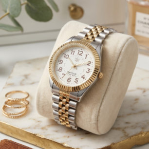 Luxury Two Tone Gold Silver Wrist Watch with Crown