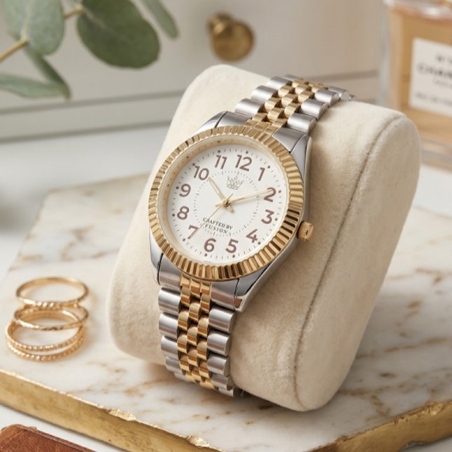 Luxury Two Tone Gold Silver Wrist Watch with Crown (Creator Uploaded)