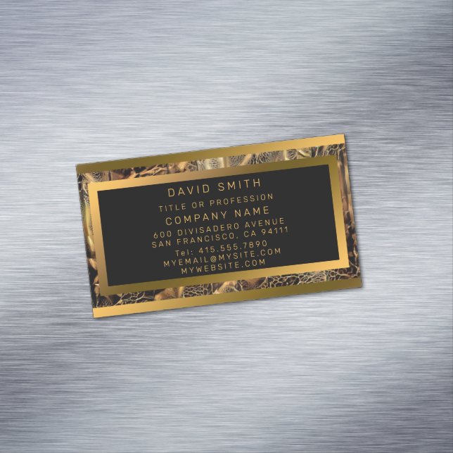 Luxury Unique Wood Gold Magnetic Business Card (In Situ)