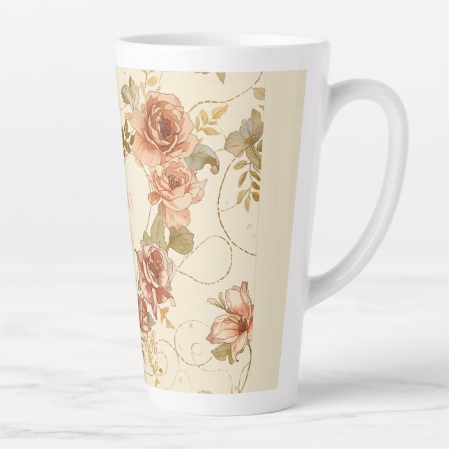 Luxury, Valentine's Day , Roses, Love Heart Latte Mug (Right)