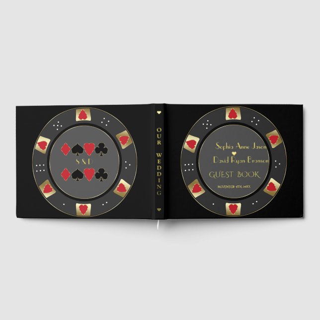 Luxury Vegas Gold Poker Chip Casino Wedding Guest Book (Full)