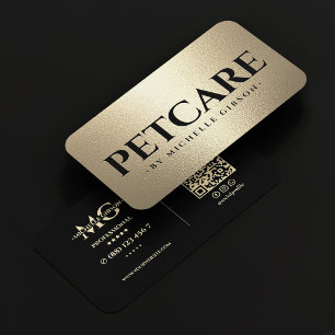 Luxury Vet Mobile Pet Groomer Black Faux Gold Business Card