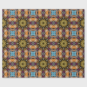 Luxury Vibrant Gold Floral Kaleidoscope Pattern  Wrapping Paper