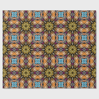 Luxury Vibrant Gold Floral Kaleidoscope Pattern Wrapping Paper