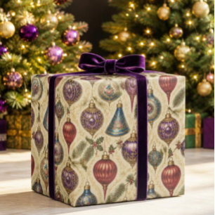 Luxury Victorian Christmas Ornaments Wrapping Paper