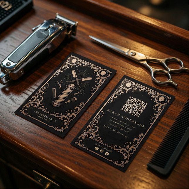 Luxury Vintage Barber | Celestial Business Card (Creator Uploaded)