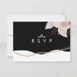Luxury vintage black and white RSVP w meal choices Card