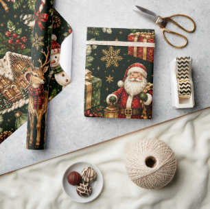 Luxury Vintage Christmas Holiday Pattern Wrapping Paper