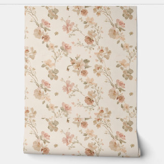 Luxury Vintage Delicate Floral Victorian Cream Wallpaper