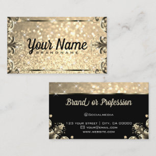 Luxury Vintage Flourish Glitter Luminous Stars Business Card