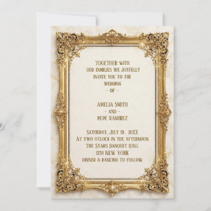 Luxury Vintage Gold Ornate Frame Wedding Invitation