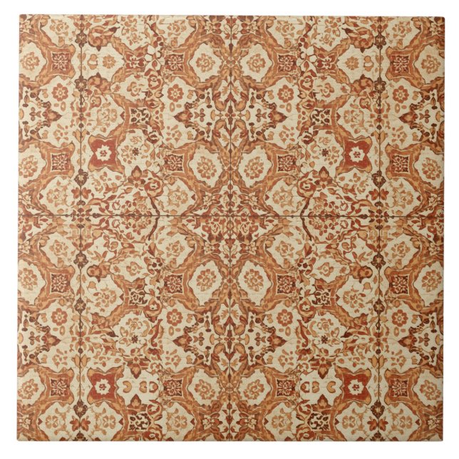 Luxury Vintage Islamic Geometric Sand Terracotta  Tile (Front)