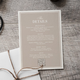 Luxury Vintage Ivory Border Wedding Details Enclosure Card